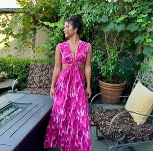 Jason Wu Pink Watercolor Cutout Maxi Sundress